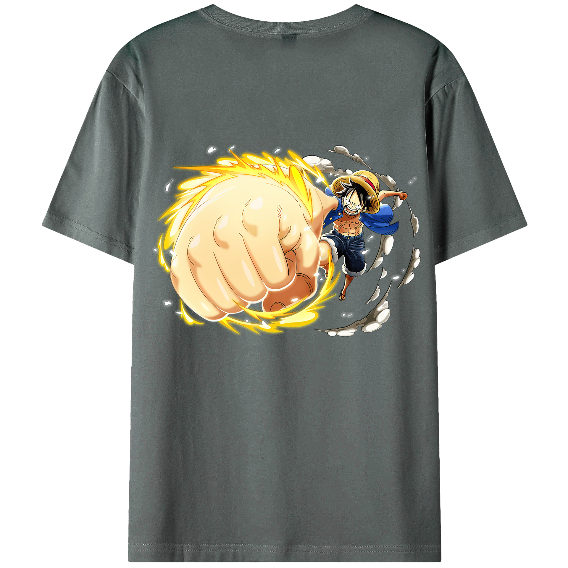 （画像用） ワンピース モンキー・D・ルフィ ONE PIECE Monkey D. Luffy 綿100％ メンズ半袖Tシャツ（バックプリント） 通気性